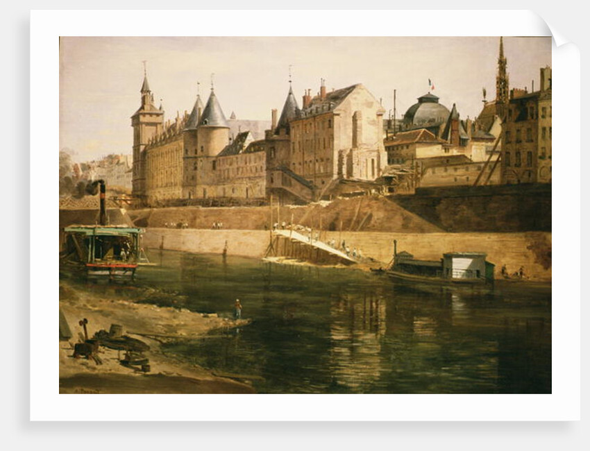 The Palais de Justice, the Conciergerie and the Tour de l'Horloge, after 1858 by Adrien Dauzats