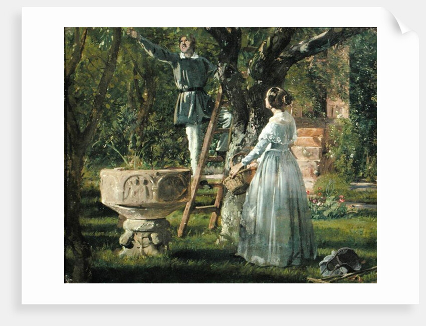 Garden in Ringsted with a Ancient Baptismal Font, 1850 by Jorgan Roed