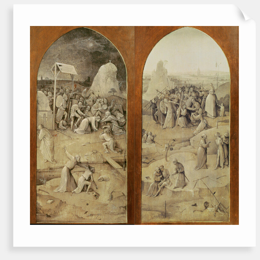 Christ on the Road to Calvary, outside panels of the Temptation of St. Anthony triptych by Hieronymus Bosch
