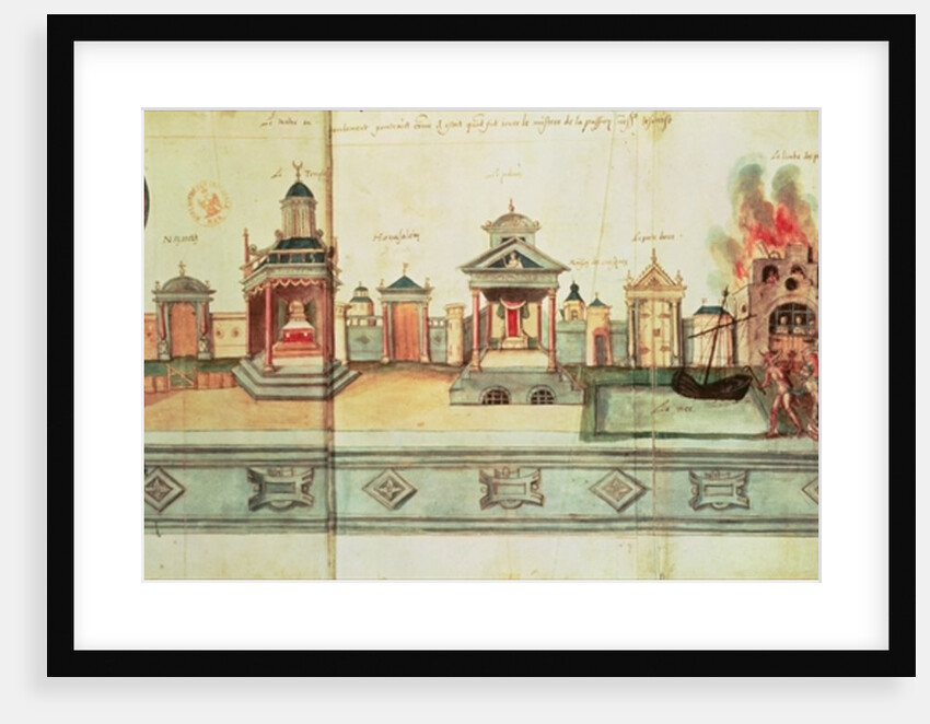 Ms fr.12536 f.2 The Scenery for Valenciennes Mystery Play, 1547 by Hubert Cailleau