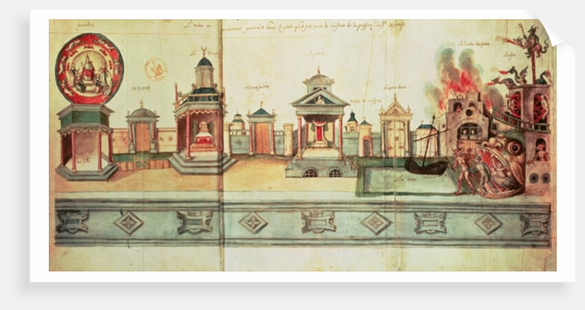 Ms fr.12536 f.2 The Scenery for Valenciennes Mystery Play, 1547 by Hubert Cailleau