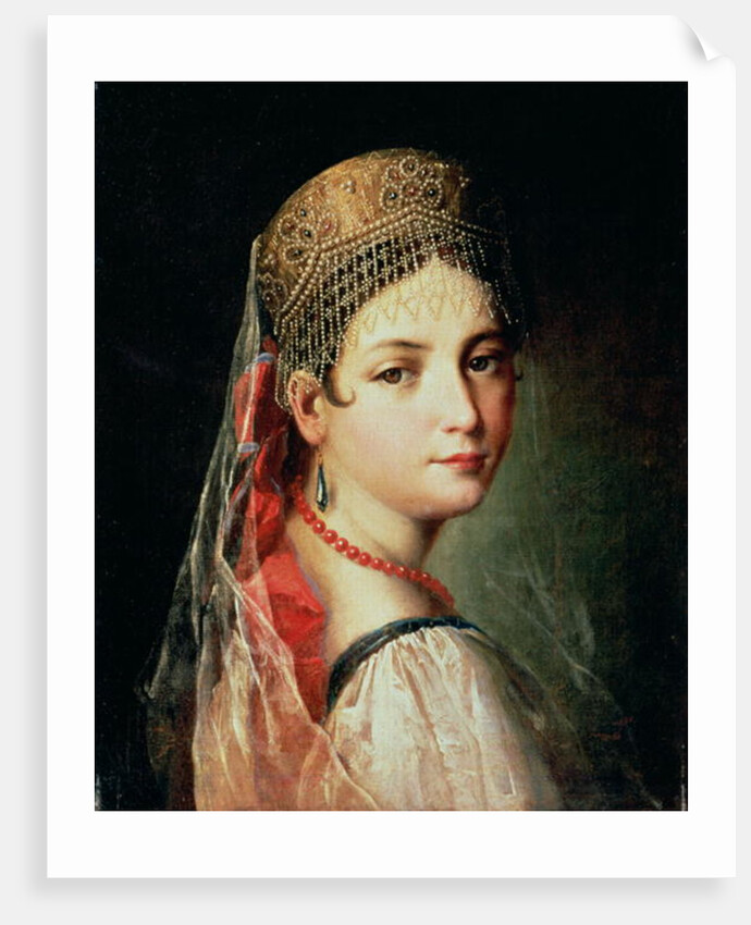 Portrait of a Young Girl in Sarafan and Kokoshnik, 1820s by Mauro Gandolfi