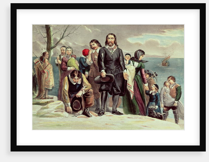 The Landing of the Pilgrims at Plymouth, 1620, 19th century by N. and Ives J.M. Currier