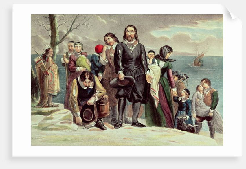 The Landing of the Pilgrims at Plymouth, 1620, 19th century by N. and Ives J.M. Currier