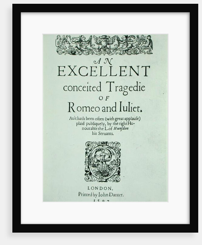 Title Page from 'Romeo and Juliet' by William Shakespeare 1597 by English School