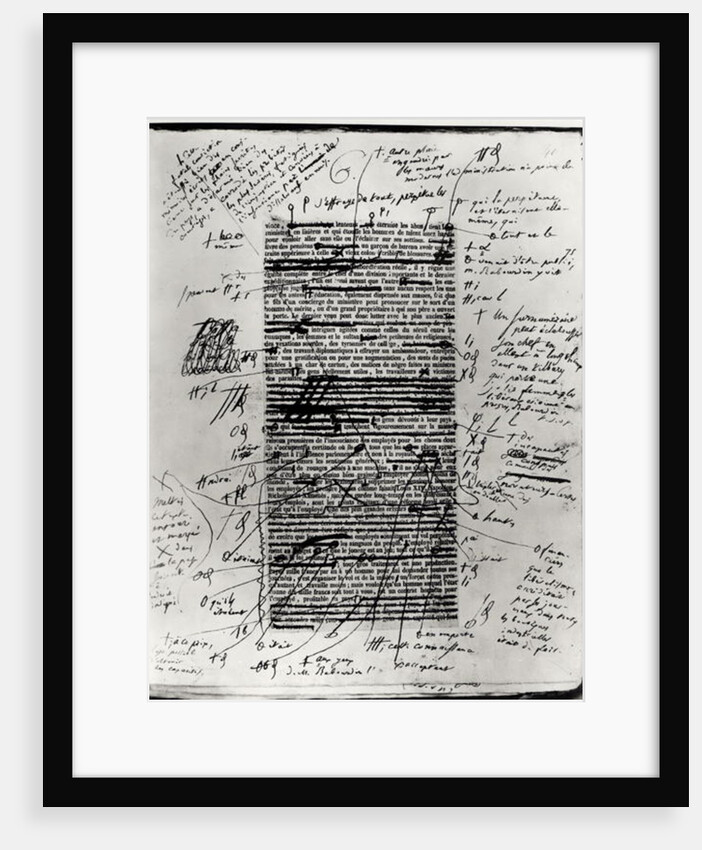 Page from one of Balzac's works with handwritten corrections by Honore de Balzac