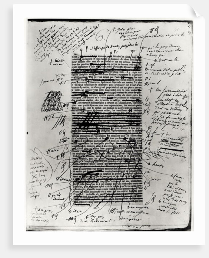 Page from one of Balzac's works with handwritten corrections by Honore de Balzac