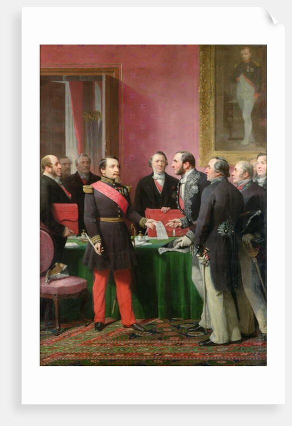 Napoleon III Hands Over The Decree allowing the Annexation of the Suburban Communes of Paris to Baron Georges Haussmann in June 1859, 1865 by Adolphe Yvon