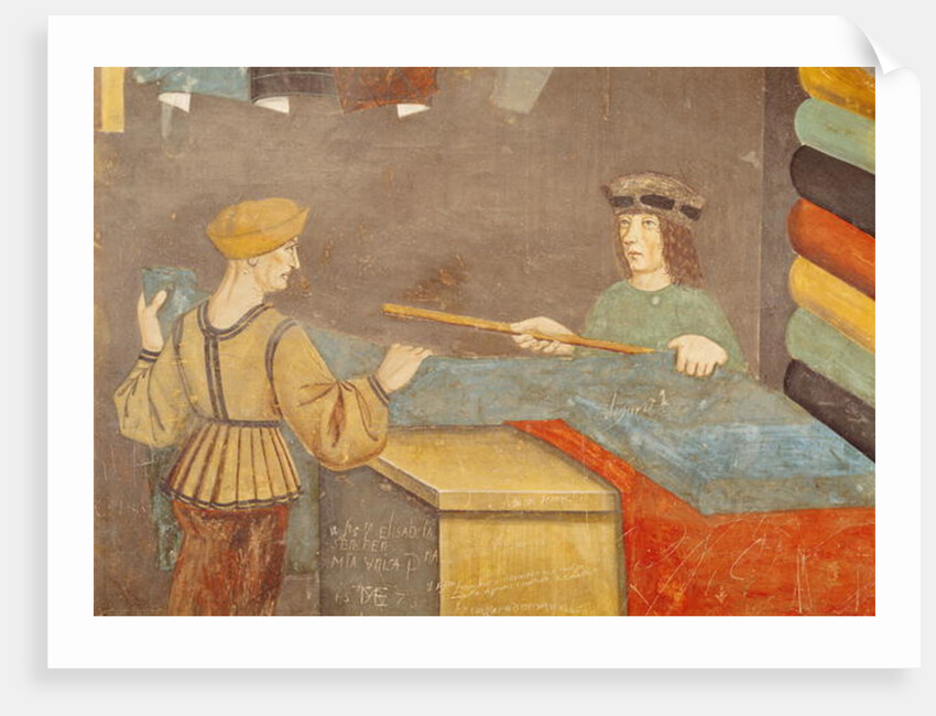 A Cloth Merchant Measuring Cloth, 15th century by Italian School
