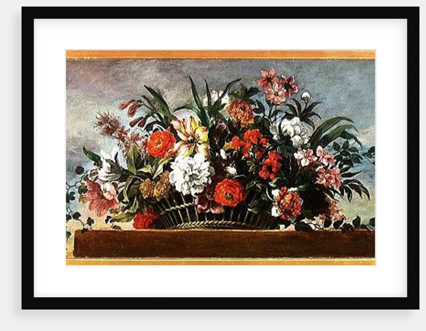 Woven Basket Filled with Flowers by Jean-Baptiste Belin de Fontenay