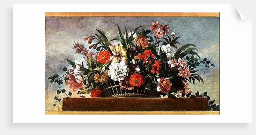 Woven Basket Filled with Flowers by Jean-Baptiste Belin de Fontenay