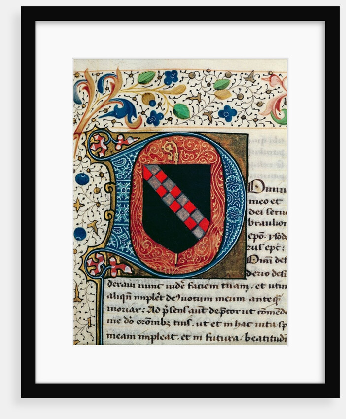 Ms 167 fol.69 Historiated initial 'D' depicting the coat of arms of the Clairvaux family by French School