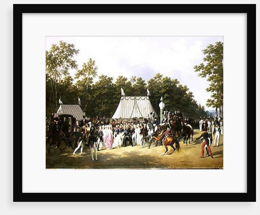 Louis XVIII Greeting Marie-Caroline-Ferdinande de Bourbon, Princess of Sicily, at the Croix de Saint-Herem in the Forest at Fontainebleau, 15th June 1816 by Hippolyte Lecomte