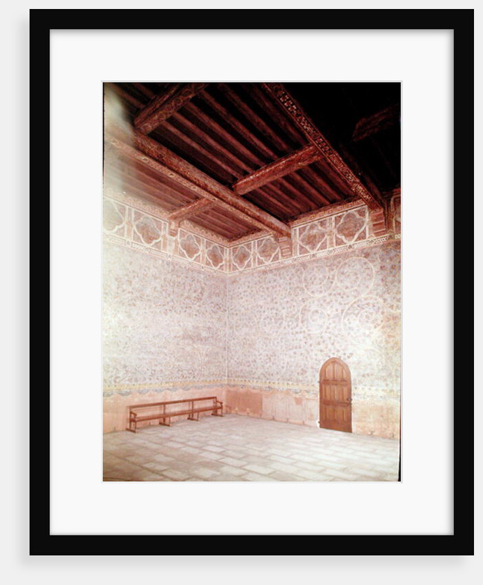 Interior view of the Pope's bedroom decorated with blue tempera with a foliage pattern, c.1334-62 by Anonymous
