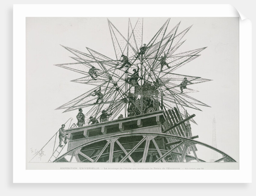 Universal Exposition of 1900: Installation of the Star on Top of the Palace of Electricity by Henri Lanos