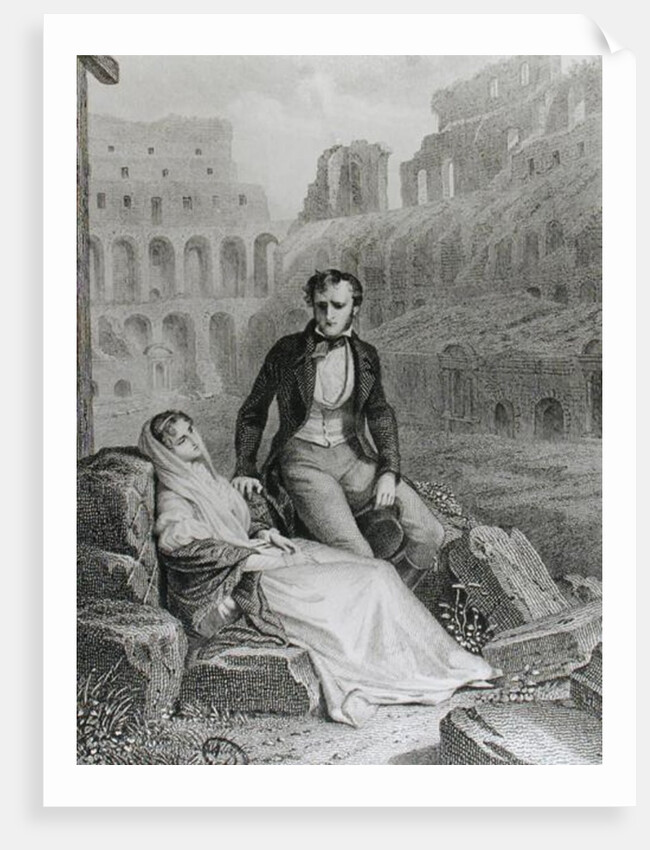 Francois Rene Vicomte de Chateaubriand and Pauline de Beaumont in the ruins of the Colosseum, 19th century by Felix Philippoteaux