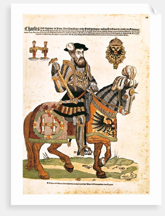 Equestrian portrait of Charles V in armour by Hans Liefrinck