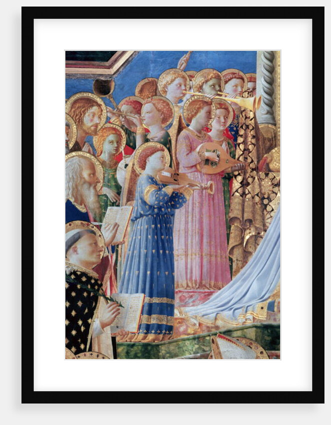 The Coronation of the virgin, detail of musical angels from the left hand side, c.1430-32 by Fra Angelico