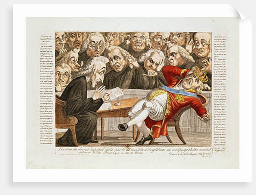 The English Minister Reading the Imperial Decree to George III Declaring that the British Isles are Subject to a Blockade, 21st November 1807 by French School