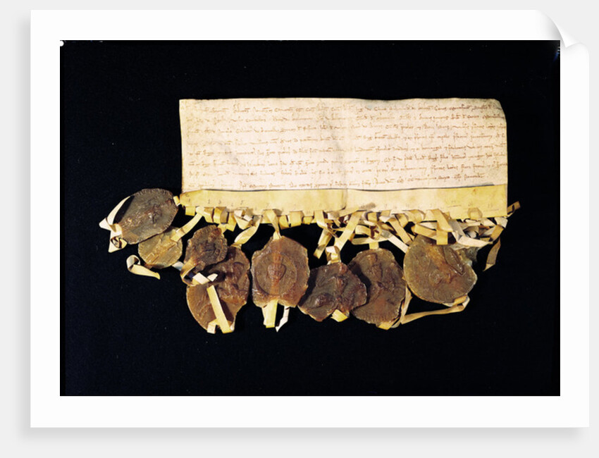 Letter from the prelates and barons of the king promising Louis VIII that they will recognise his son, Louis of France, as king after his death by French School