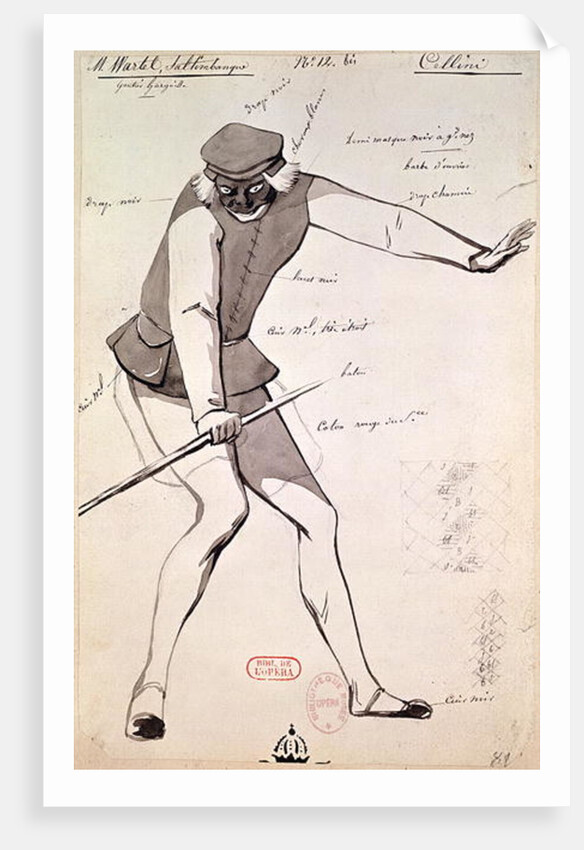 Costume design for an Acrobat in 'Benvenuto Cellini' by Hector Berlioz, 1838 by Paul Lormier