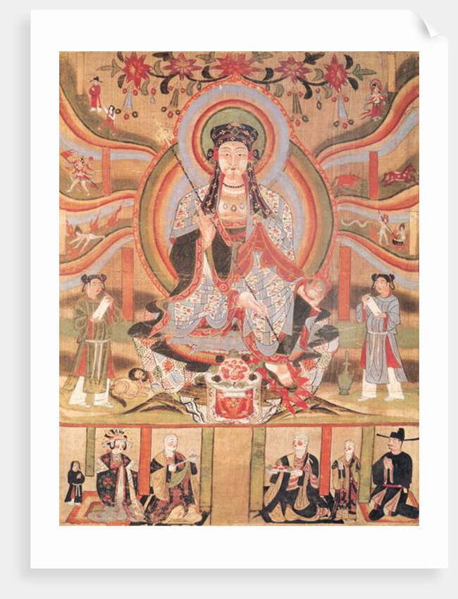 Buddhist banner depicting Dizang and the Six Roads to Rebirth, from Dunhuang by Chinese School