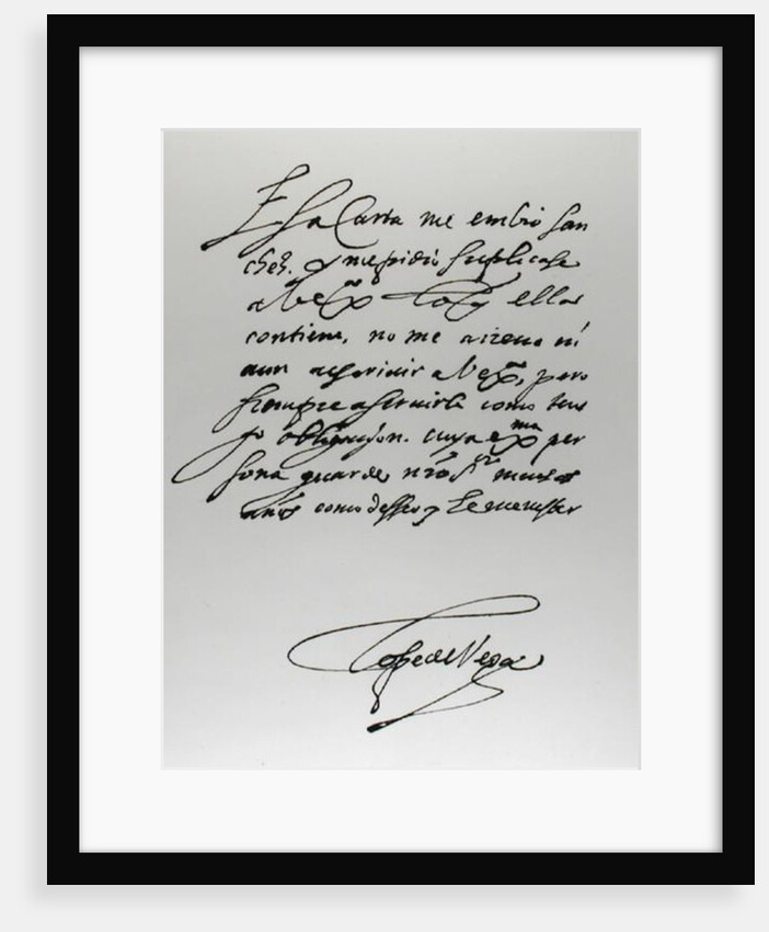 Signed letter by Lope Felix de Vega Carpio