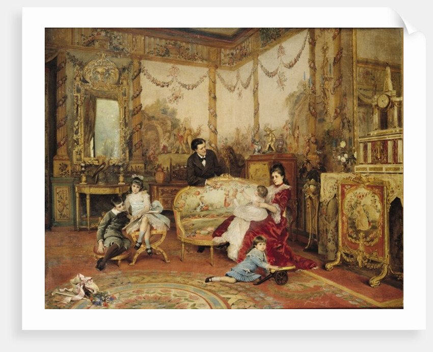 Victorien Sardou and his Family in their Drawing Room at Marly-le-Roi, c.1875 by Auguste de la Brely