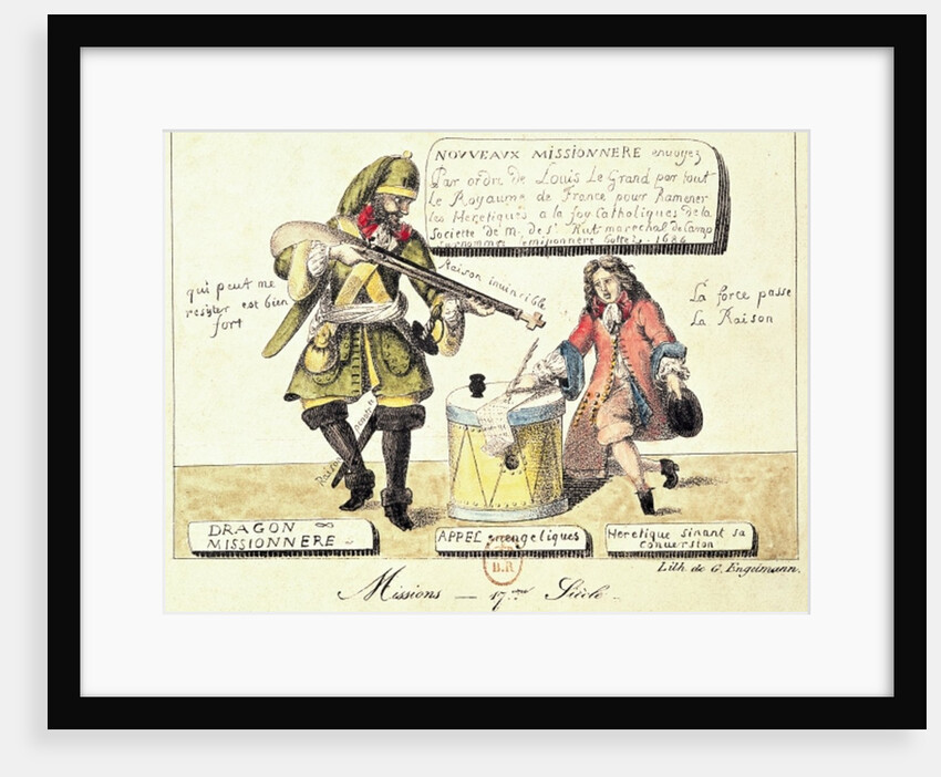 Missions of the 17th Century: The Missionary Dragoon forcing a Huguenot to Sign his Conversion to Catholicism by Gottfried or Godefroy Engelmann