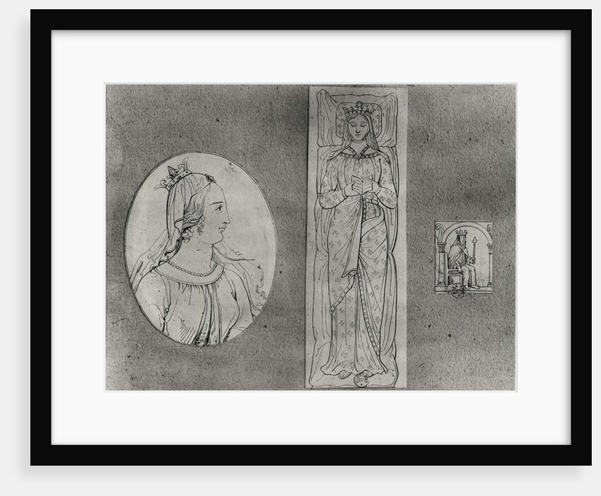 Eleanor of Aquitaine: Portrait in Profile, Recumbant, and on her Throne by French School