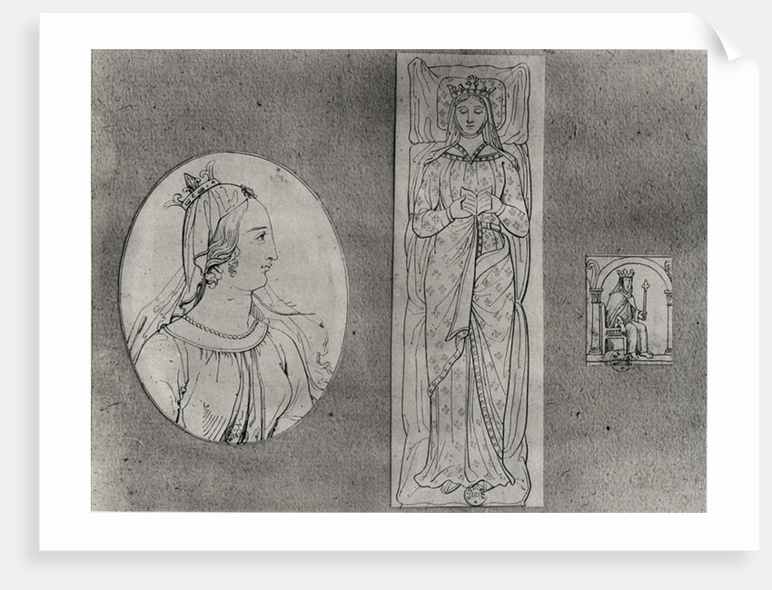 Eleanor of Aquitaine: Portrait in Profile, Recumbant, and on her Throne by French School