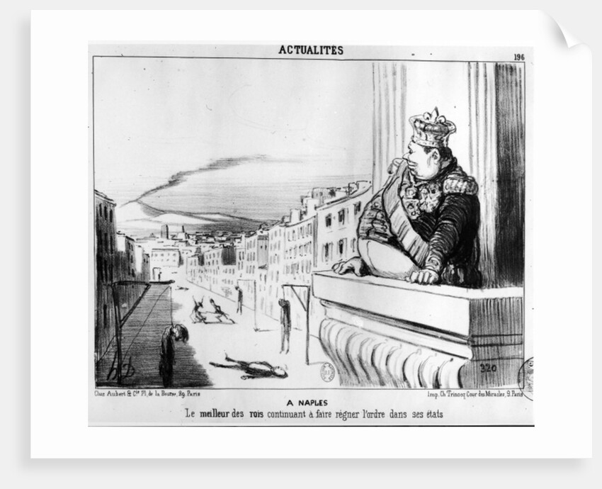 The King Continuing to Reign with Order Over his Two States, Naples by Honore Daumier