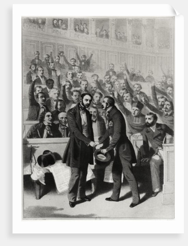 Emperor Louis Napoleon Bonaparte III Shaking Hands with General Petit by French School