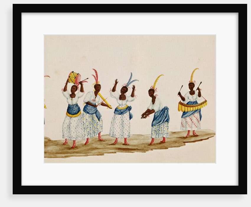 Queen and her Suite, detail depicting dancers and musicians by Carlos Juliao