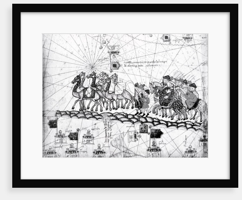 The family of Marco Polo traveling by camel caravan, c.1375 by Abraham & Cresques Jehuda Cresques
