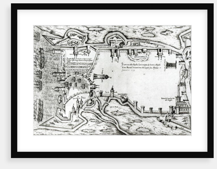 Map illustrating La Rochelle occupied by the Huguenots by Antonio Lafreri
