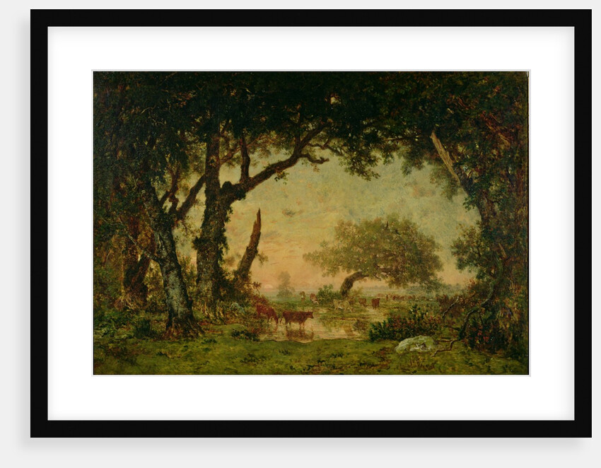 The Edge of the Forest at Fontainebleau, Setting Sun, 1850-51 by Theodore Rousseau