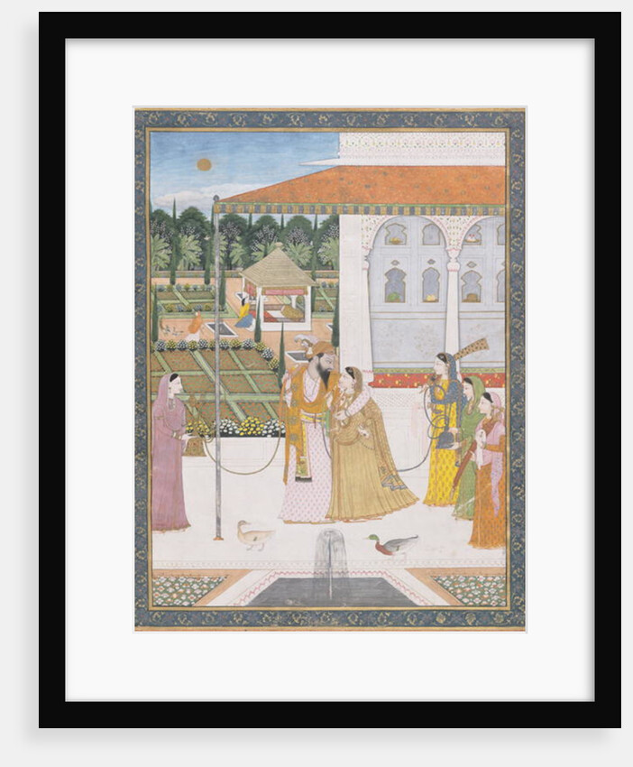 A Couple Walking by School Pahari