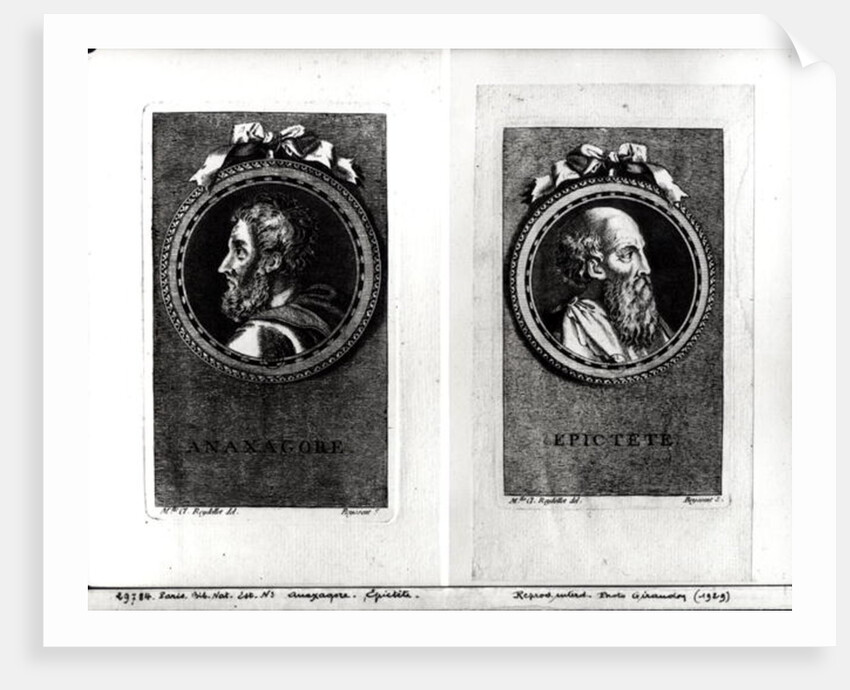 Anaxagorus and Epictetus engraved by S. Beyssent by Claude Reydellet