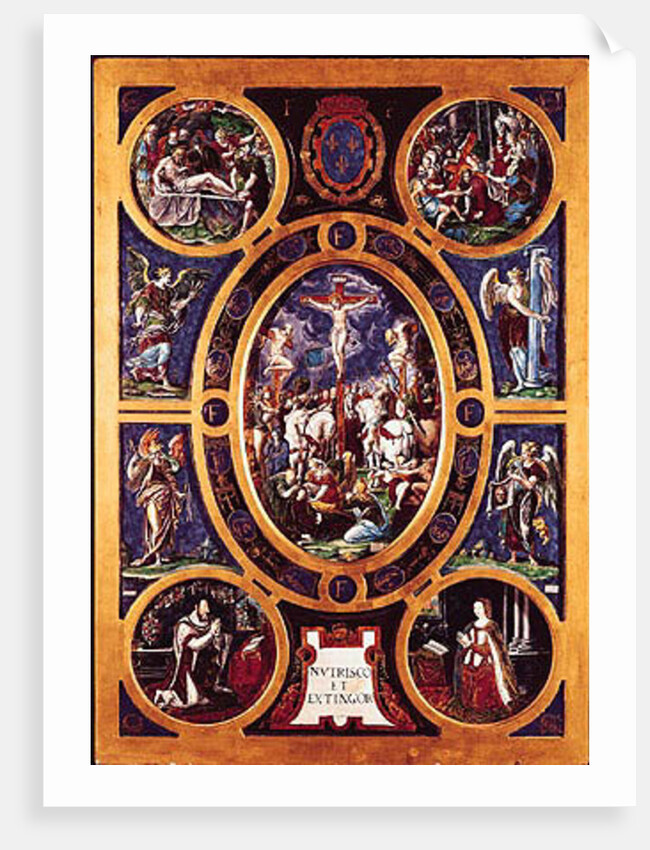 Altarpiece of Sainte-Chapelle, depicting the Crucifixion, enamelled by Leonard Limosin 1553 by Nicolo dell' Abate