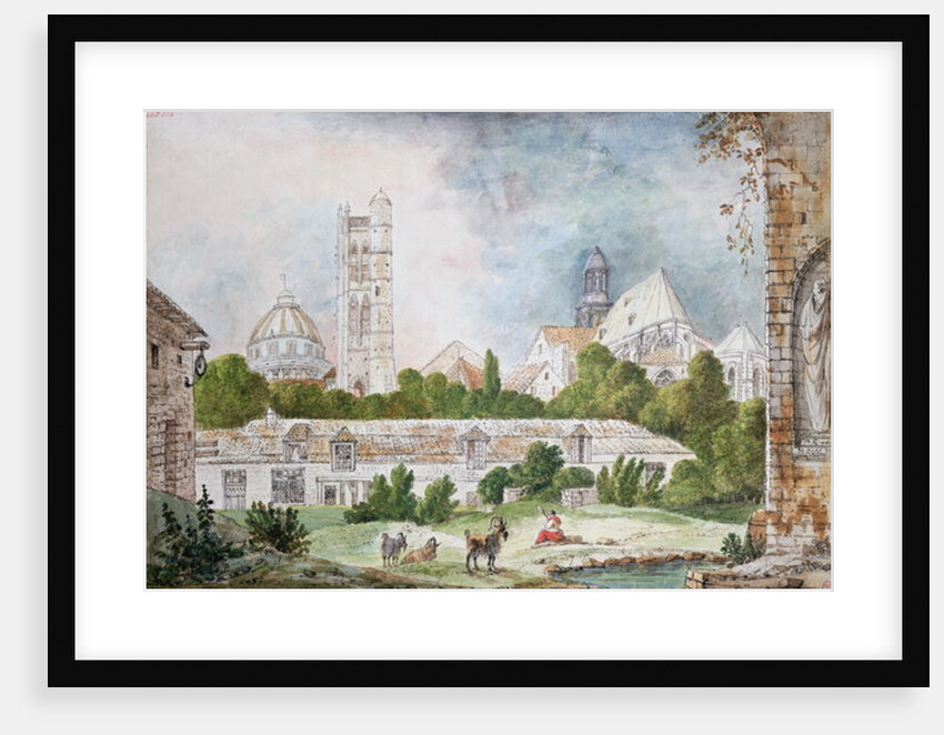 The New Church of Sainte-Genevieve and Saint-Etienne-du-Mont Seen from the Ruins of the Abbey of Sainte-Genevieve in Paris, 1807 by Denise Duchateau