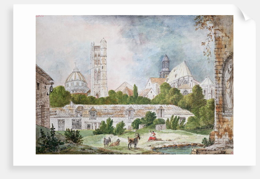 The New Church of Sainte-Genevieve and Saint-Etienne-du-Mont Seen from the Ruins of the Abbey of Sainte-Genevieve in Paris, 1807 by Denise Duchateau