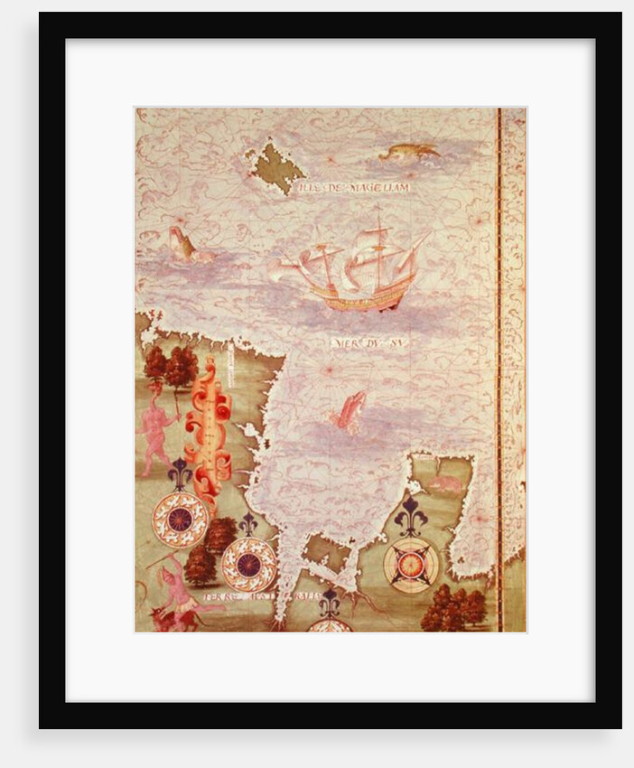 Fol.31v Map of Australia and Magellan Island from 'Cosmographie Universelle', 1555 by Guillaume Le Testu