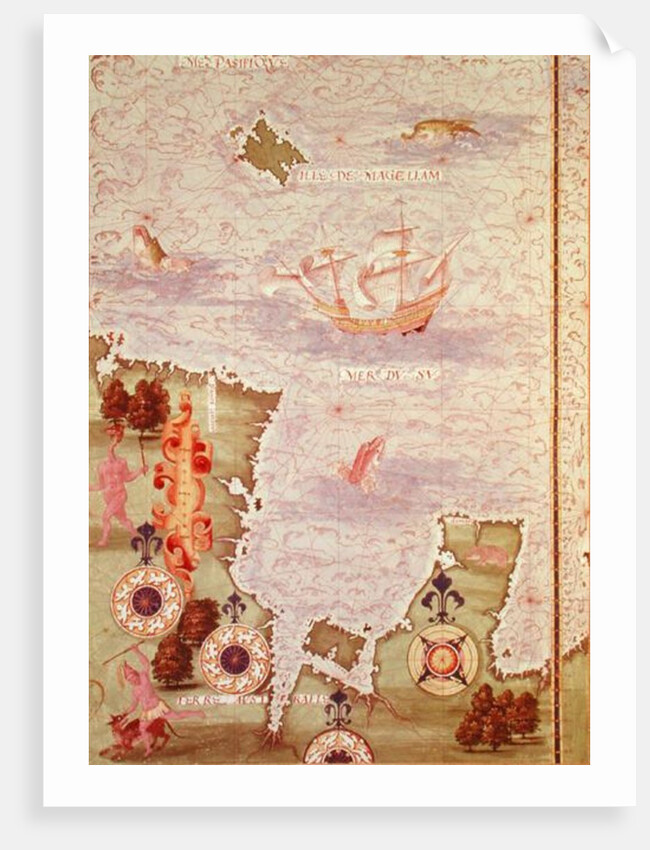 Fol.31v Map of Australia and Magellan Island from 'Cosmographie Universelle', 1555 by Guillaume Le Testu