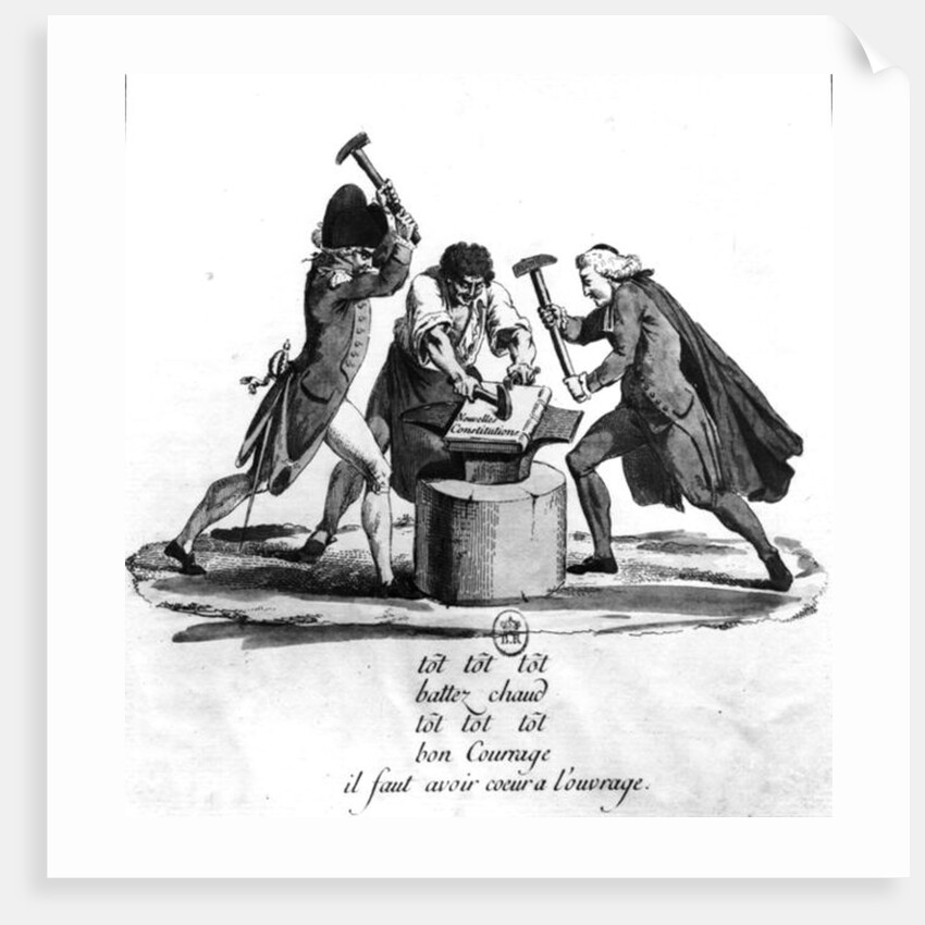 The Three Orders, forging the New Constitution on an Anvil, 1789 by French School