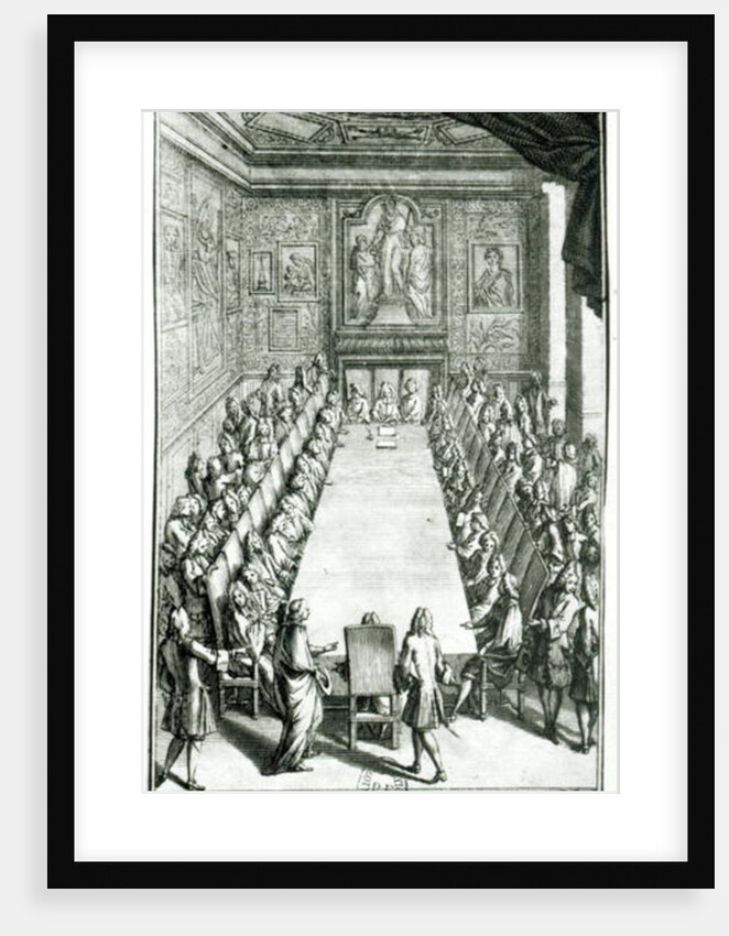 Reception of an Member of the French Academy, engraved by Francois Poilly by F. Delamonce