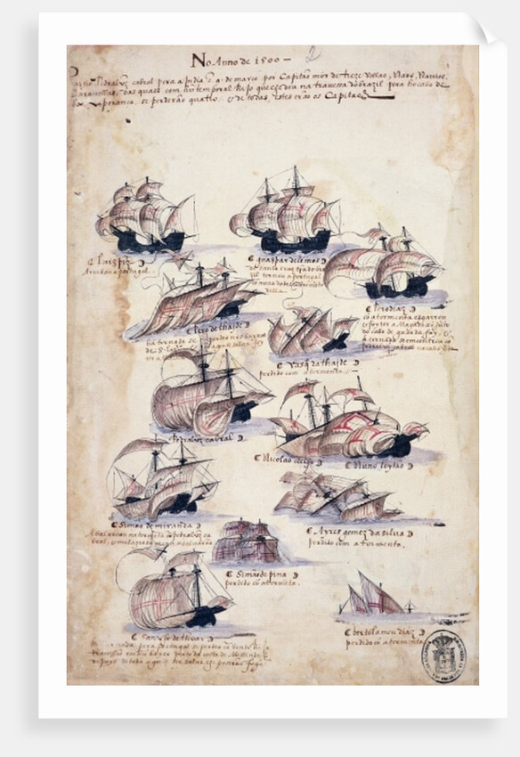 Pedro Alvares Cabral Arriving in Brazil in 1500 by Portuguese School