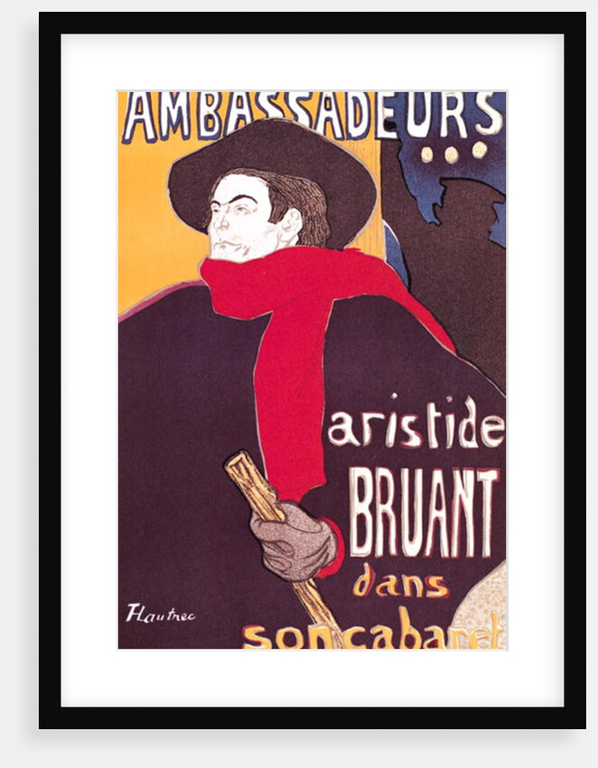 Poster advertising Aristide Bruant in his cabaret at the Ambassadeurs, 1892 by Henri de Toulouse-Lautrec