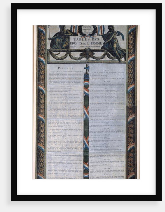 Table of the Declaration of the Rights of Man and the Citizen by French School