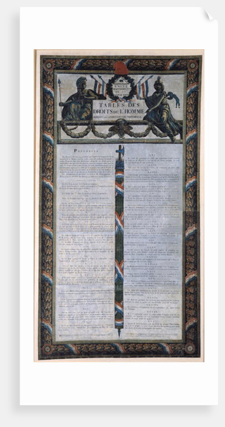 Table of the Declaration of the Rights of Man and the Citizen by French School